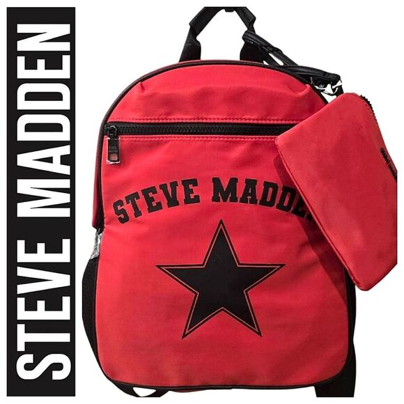 NWT. Steve Madden Red and Black BFresh Star Backpack Steve Madden Red Leather Mini Backpack | Mercari main image 3